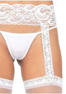 Leg Avenue Sheer Thi-hi With Lace Garter Belt - O/s - White