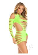 Leg Avenue Opaque Shredded Cut-out Mini Dress - O/s - Neon...